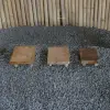Product image 7 of the product “Low Stool made from teak root wood, Set of 3. Sizes: L: 20x20x7cm H. M:18x18x7cm H. S: 15x15x7cm H. ”